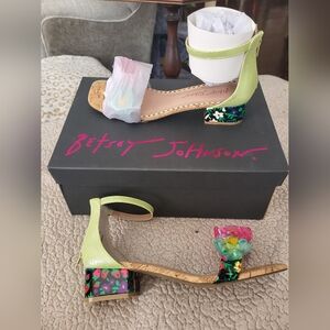 Betsey Johnson Lime Heels with Floral Block Design